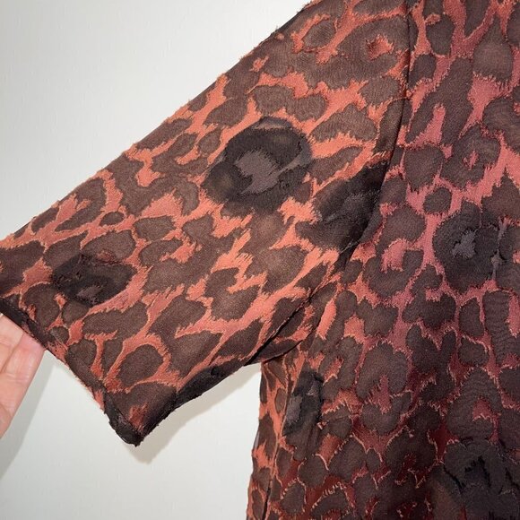 Escada Vintage Womens Blouse Size 10 Brown Leopard Animal Print Silk Blend - Picture 3 of 9